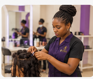 FEWA student practising professional hair styling